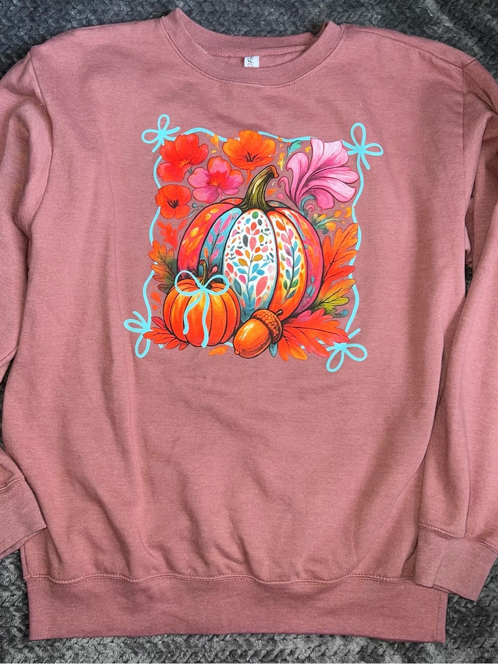 Dusty Rose Floral Pumpkin Graphic Sweatshirt - Women